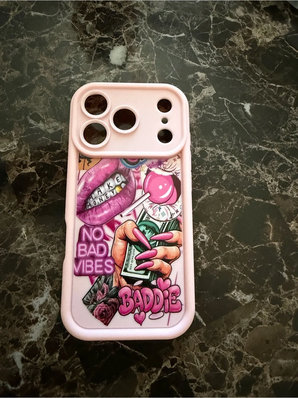 Pink Graphic 'Baddie' Phone Case - Fashion Protective Cover